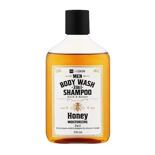 Гель для душа 3в1 Медовый Виски Body Wash and Hair and Beard Shampoo Whisky Honey HiSkin 330 мл - фото 1