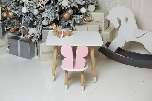Дитячий прямокутний столик (Білий) та стільчик Метелик (Рожевий) - фото 7