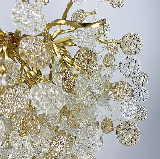 Подвесной светильник в золотистом корпусе с пластинами из комбинированного стекла Ø 80 см Line F | Ст. Y09/L800 GD - фото 1