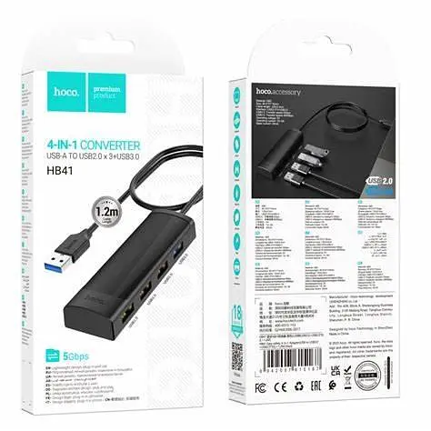 Перехідник Hoco Hub HB41 №4 4 в 1 Type-C to USB 2.0 x4 L=0.2 м - фото 5