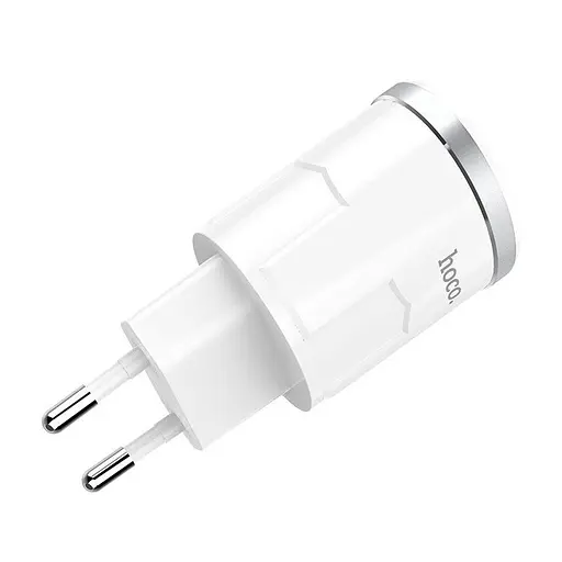 Адаптер мережевий Hoco Thunder C38A на 2 порти USB-A блок живлення білий - фото 3