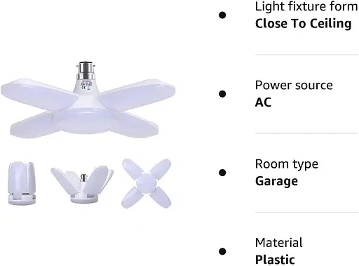 Светодиодный светильник для гаража HZSANUE B22 Bayonet 60 Вт, 6500 К, дневной свет, белый, 6800 лм. - фото 4