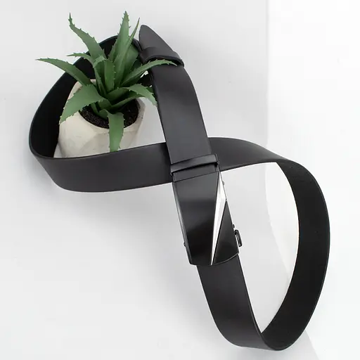 Ремінь шкіряний чоловічий HC-3463 (125 см) чорний на автоматі - фото 2