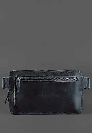 Шкіряна поясна сумка Dropbag Maxi синя Crazy Horse - фото 4