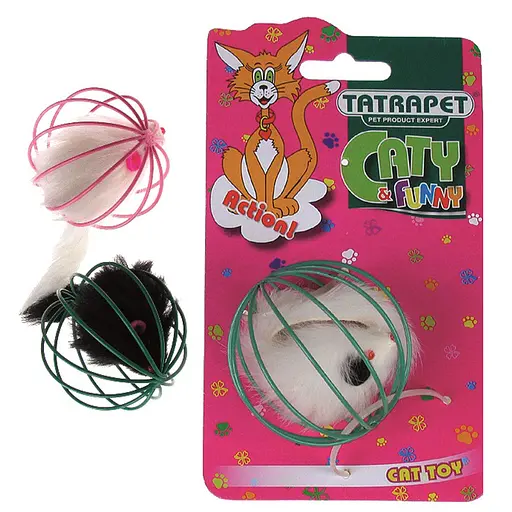 Игрушка для кошек Tatrapet Caty funny мышка в металлическом шаре 6 см