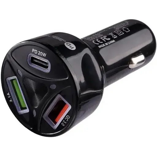 ЗУ для авто 55 ватт 3 порта WGS-G35Y-PD адаптер в прикуриватель QC3.0 - фото 1