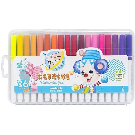 Фломастер - пензлик Bambi Water color pen 36 кольорів 228-36 у пластиковому боксі Синій