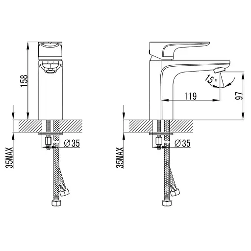 Змішувач для раковини Corso MAGGIORE BE-2A122C - фото 6