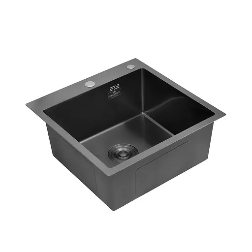 Кухонная мойка Kroner KRP Schwarze - 5050HM PVD (3,0/1,0 мм) CV022793, Черный - фото 3