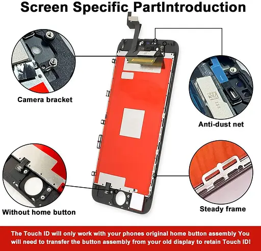 EFAITHFIX Дисплей для iPhone 6S Заміна РК-екрана Чорний 4,7-дюймовий дисплей у зборі Рамки 3D Сенсорний екран Дигітайзер - фото 5