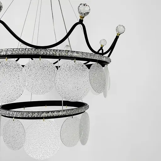 Підвісна чорна люстра у вигляді корони Ø 68 см | Арт. NO2-680 BK | Line F - фото 5