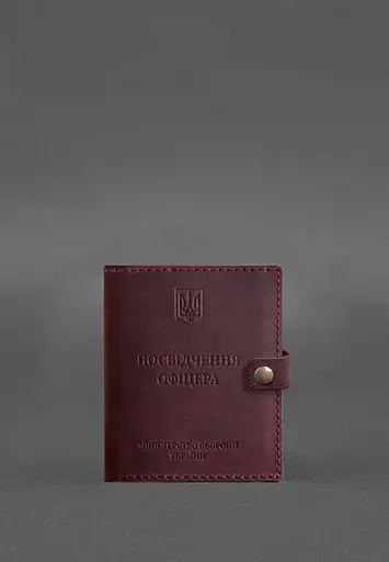 Кожаная обложка-портмоне для удостоверения офицера 11.0 бордовая Crazy Horse - фото 5