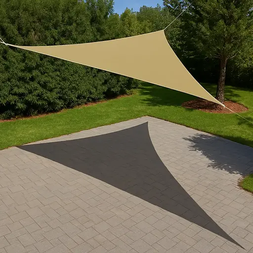 Тент навіс затінюючий Tentorium трикутний 4х7х8м Сітка (Бежевий) - фото 5