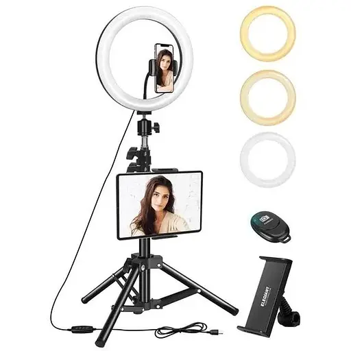 Кольцевая лампа со штативом Elegiant EGL-06 10" Черно-белая Factory Recertified g5