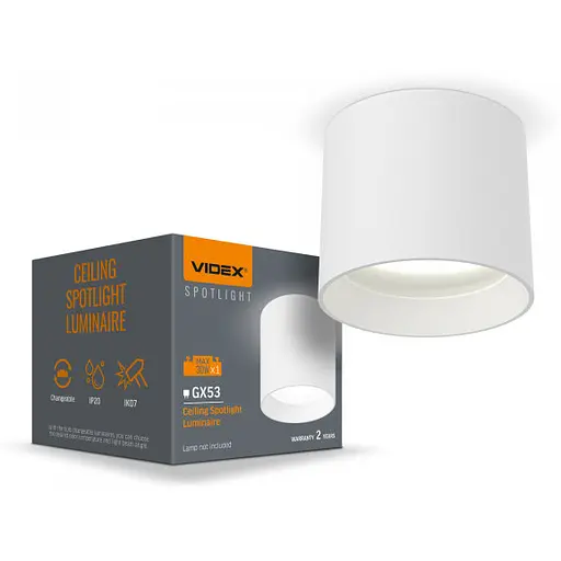 Світильник Videx під лампу GX53 накладний Білий VL-SPF15A-W - фото 1
