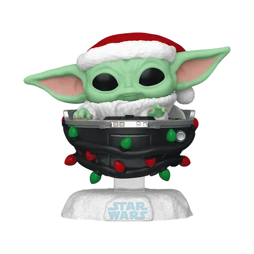 Коллекционная фигурка Funko Pop Мандалорец Грогу The Mandalorian Grogu with Santa Hat in Pram 10 см FP G 746 - фото 2