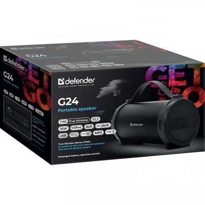 Акустична bluetooth колонка 1.0 Defender G24 10W BT TF USB AUX 1500мАч (Чорний) - фото 5
