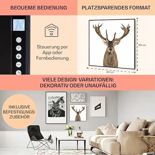 Інфрачервоний обігрівач Klarstein Air Art Smart 7 м² 350 Вт (10037831) - фото 7