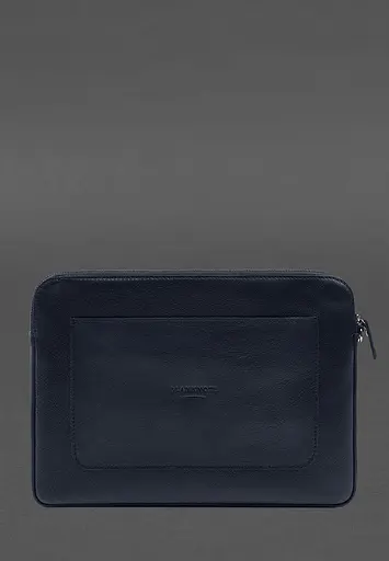 Кожаный чехол BlankNote для ноутбука на молнии с карманом и петлей на руку Синий - фото 3
