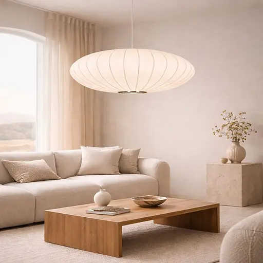 Дизайнерський світильник із полімерним овальним абажуром Ø80x29 см Line F AK03-800 x 290 Білий - фото 1