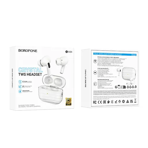 Бездротові TWS навушники Borofone BW84 Dream White - фото 2