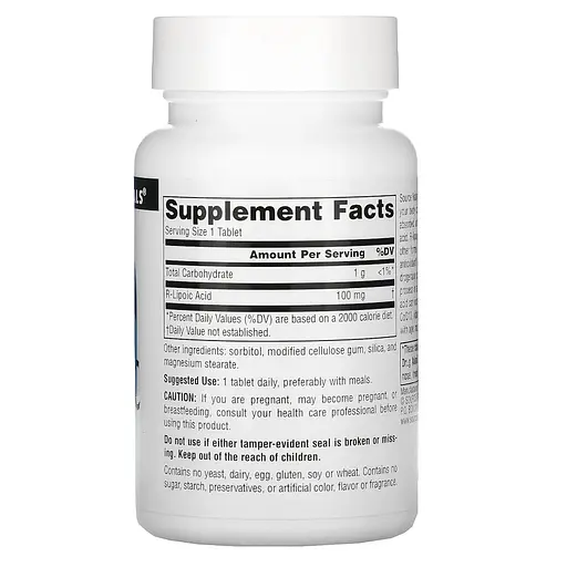 Липоевая кислота Source Naturals R-Lipoic Acid 100 mg, 60 таблеток - фото 2