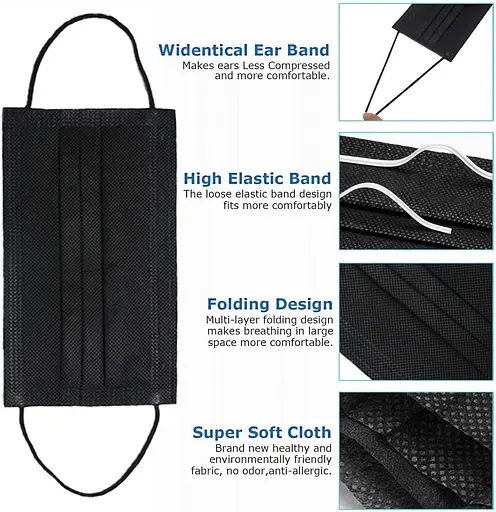 Одноразові медичні маски для обличчя 50 шт. тришарові для дорослих та підлітків - фото 2