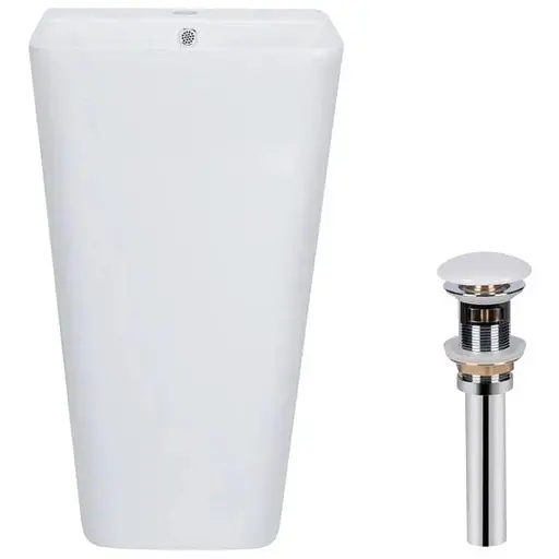 Умивальник підлоговий Qtap Tern 440x380x830 мм White + донний клапан PU02O, Білий - фото 1