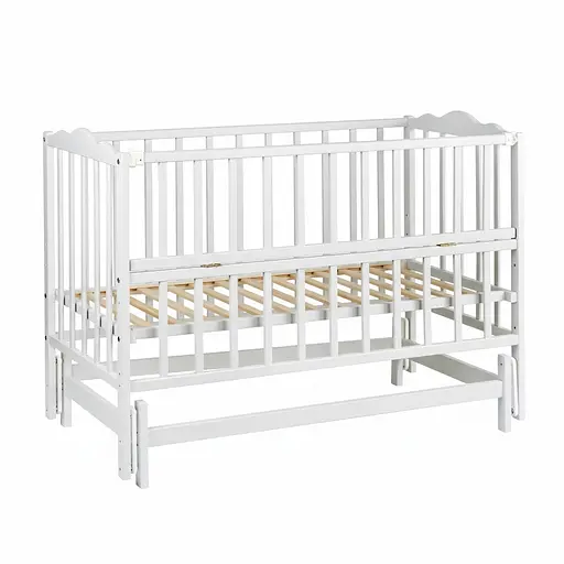 Кроватка детская Анастасия-2 с шарнирно-подшипниковым механизмом и откидной боковиной бук серый