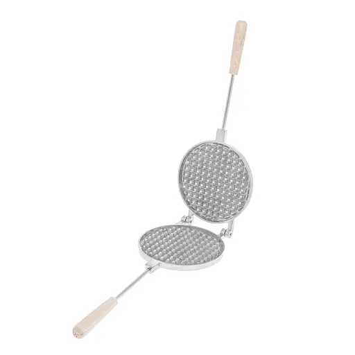 Форма алюминиевая круглая для выпечки толстых бельгийских венских вафлей (вафельница) со съемными ручками, RS Серый 87097 - фото 4