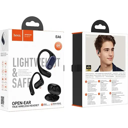 Навушники Hoco EA6 Melody open true wireless BT headset Black - фото 2