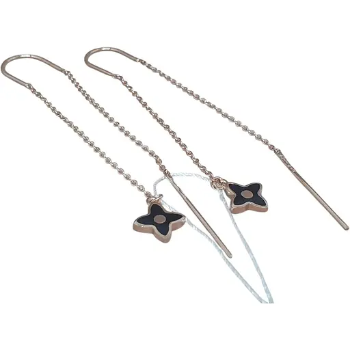 Золоті сережки-протягання Tango Конюшина Луі з емаллю. 500057Е