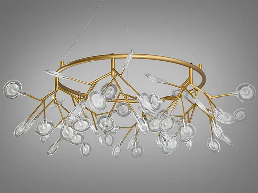 Чарівна люстра підвісна "Світлячок", 54 плафони, золото сатин - фото 2