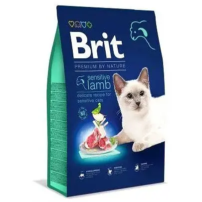 Сухой корм Brit Premium Cat by Nature Sensitive для кошек с чувствительным пищеварением с ягненком 8 кг - фото 1