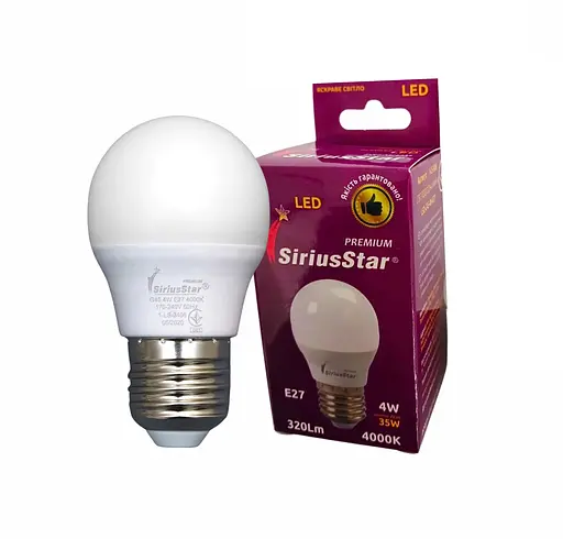 Світлодіодна лампа SIRIUSSTAR 3406 G45 4W-4000K-E27