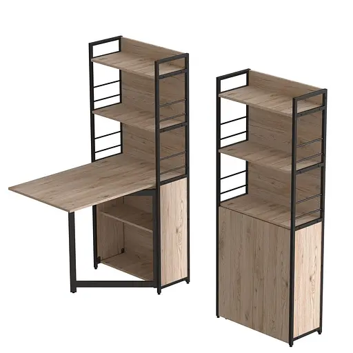 Стол книга с этажеркой Практик 2 Ferrum-decor 1555x640x990 Черный металл ДСП Дуб Сан-Марино 16 мм (FRD-104626)