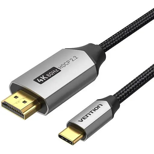 Кабель Vention Type-C to HDMI 2.0 1.5 м (CRBBG) серый