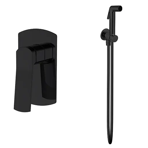 Набір гігієнічного душу прихованого монтажу Volle Solo (1510.101404+1586.190104) de la noche SET20240411, Чорний матовий - фото 1