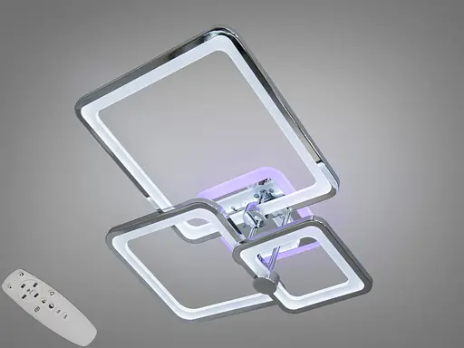 Стельова світлодіодна люстра з пультом, димером, підсвічуванням, 70 Вт, хром - фото 1