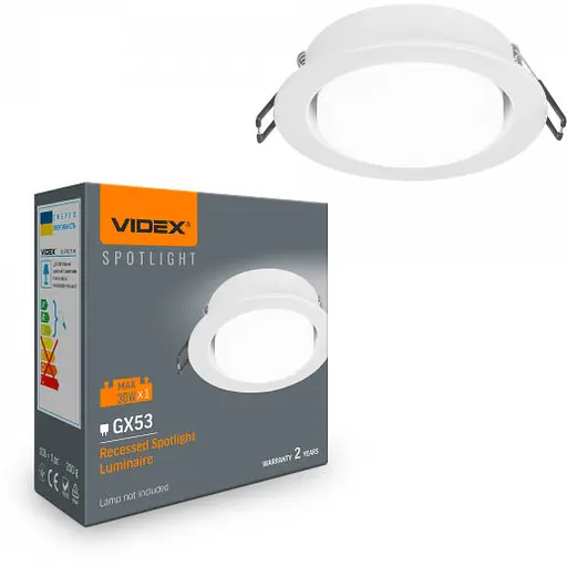 Світильник Videx під лампу GX53 врізний Білий (VL-SPF27R-W) - фото 1