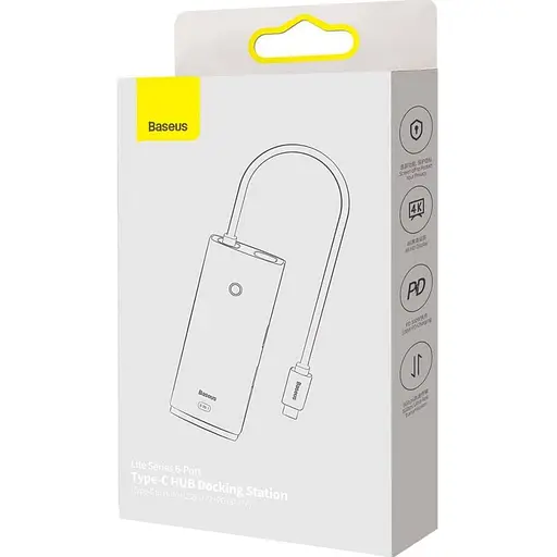 USB-хаб Baseus Lite Series 6-Port Type-C PD Hub (WKQX050101) [77934] - фото 7