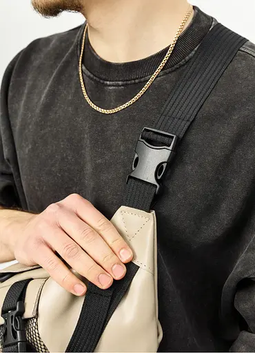 Большая мужская сумка бананка Sambag DynamicDart серая 38 × 21 × 7 см (80411130m) - фото 5