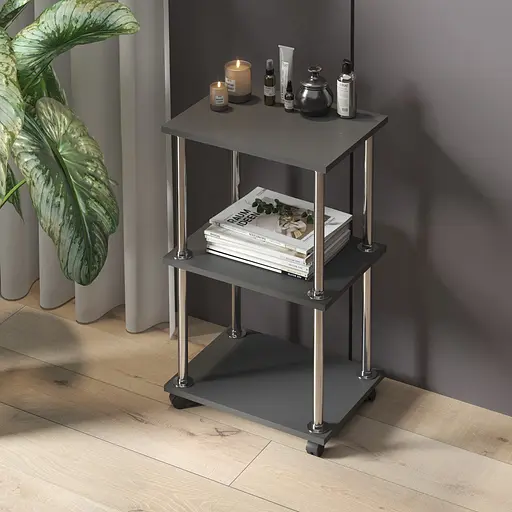 Полка стеллаж Vays на колесиках косметологическая тележка D-9 Антрацит