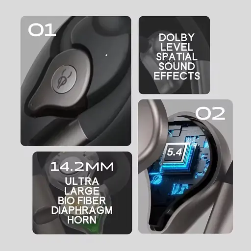Спортивні Bluetooth навушники Sabbat Q12 Ink Black відкритого типу чорні - фото 3