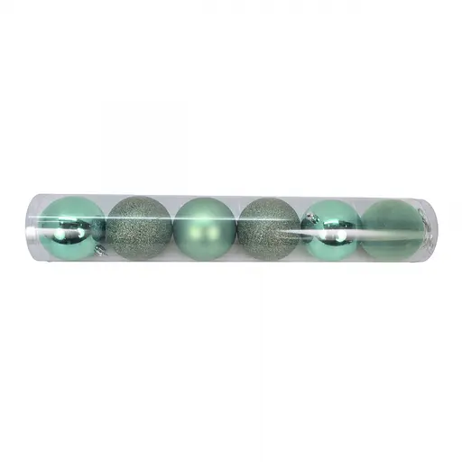 Набір новорічних куль Yes! Fun пластик 8 см 6 шт. ментол (975127) - фото 2