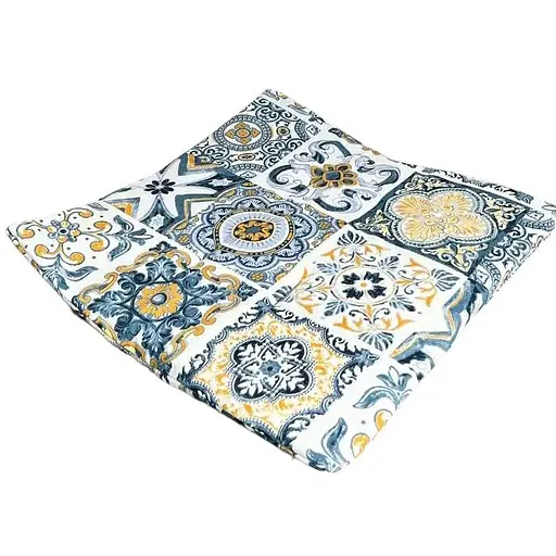 Водоотталкивающая подушка на стул Витраж плитка синяя (2 шт.)