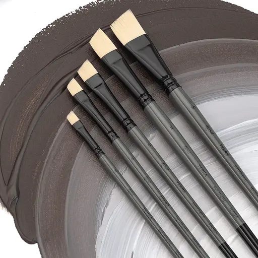 Пензель синтетика кутова TERRA 1608A №1 довга ручка Rosa - фото 3