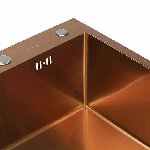 Кухонна мийка Platinum Handmade PVD мідь 500x500x220 (3,0/1,5 мм корзина та дозатор в комплекті), Теплый закат - фото 4