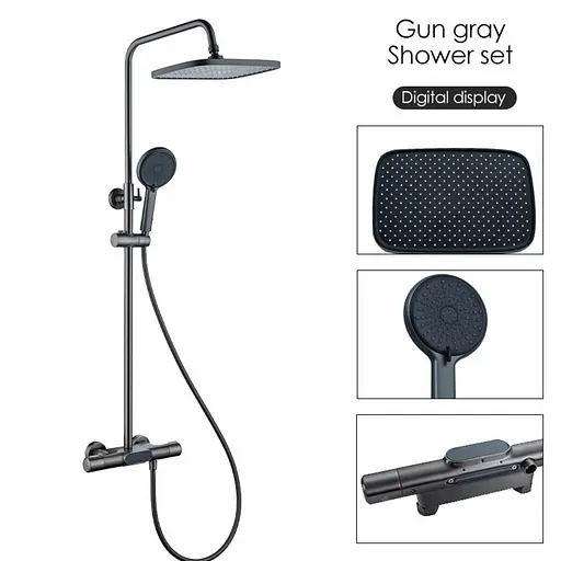 Душова система Platinum з термостатом NES892 графіт, Графіт - фото 3