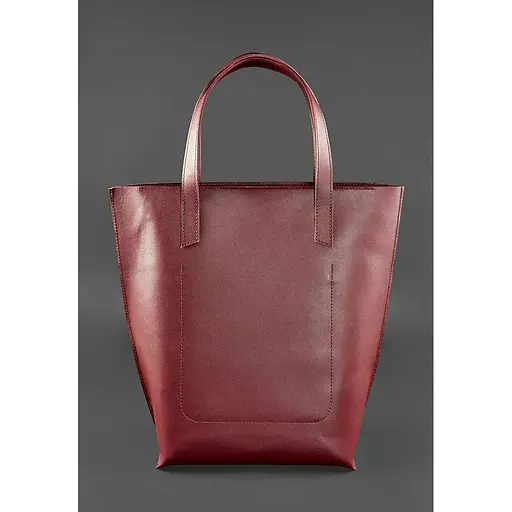 Шкіряна жіноча сумка шоппер D.D. бордова - фото 1